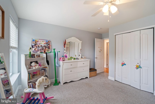 136 Tiller Ave, Manahawkin, NJ 08050 - rec room featuring carpet floors and ceiling fan