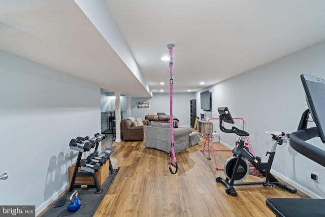 136 Tiller Ave, Manahawkin, NJ 08050 - exercise room featuring wood finished floors and recessed lighting