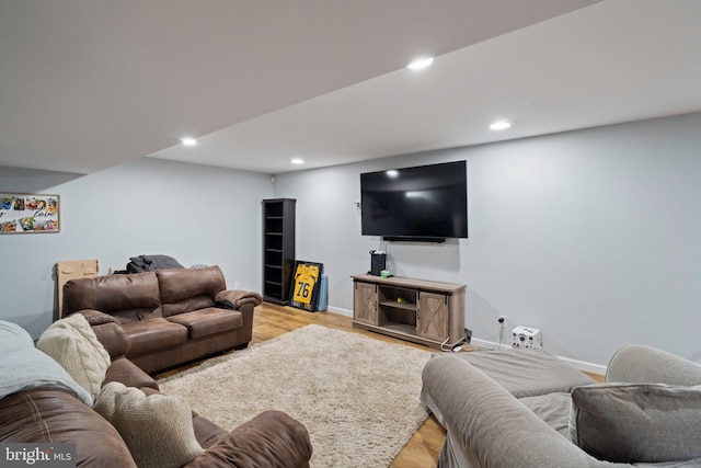 136 Tiller Ave, Manahawkin, NJ 08050 - living room featuring light wood-type flooring and recessed lighting