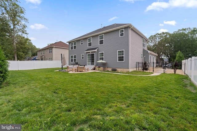 136 Tiller Ave, Manahawkin, NJ 08050 - rear view of house featuring a patio, a fenced backyard, outdoor lounge area, and entry steps