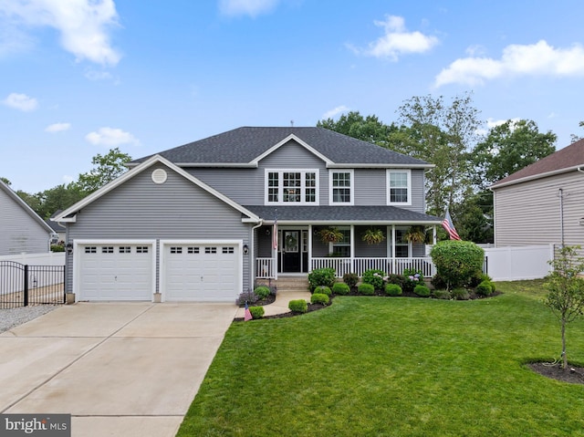 136 Tiller Ave, Manahawkin, NJ 08050 - view of front of home with covered porch, concrete driveway, an attached garage, and a shingled roof