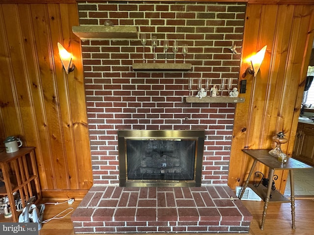 7819 Mentzer Gap Rd, Waynesboro, PA 17268 - detailed view of wood walls and a brick fireplace