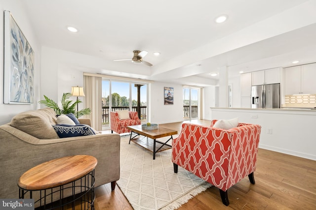 770 Fairview Ave Unit 770D, Annapolis, MD 21403 - living room featuring light wood-style flooring, ceiling fan, and recessed lighting