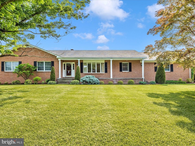 6505 Morningside Ct, Middletown, MD 21769 - single story home with brick siding, a front yard, and a shingled roof