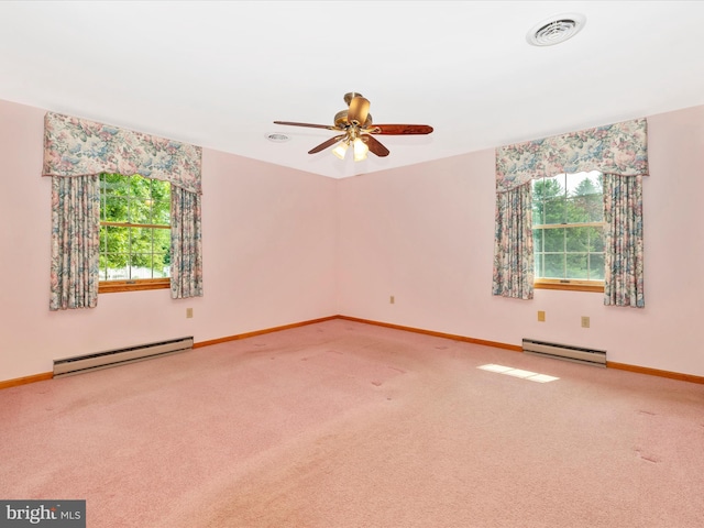 6505 Morningside Ct, Middletown, MD 21769 - carpeted empty room with a baseboard heating unit and a ceiling fan