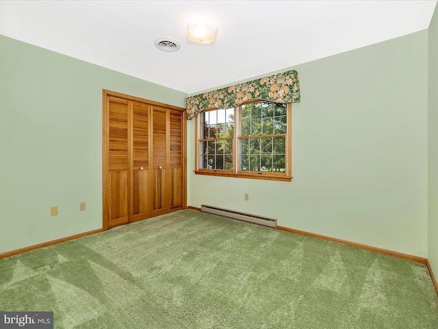 6505 Morningside Ct, Middletown, MD 21769 - unfurnished bedroom with a baseboard heating unit, carpet floors, and a closet