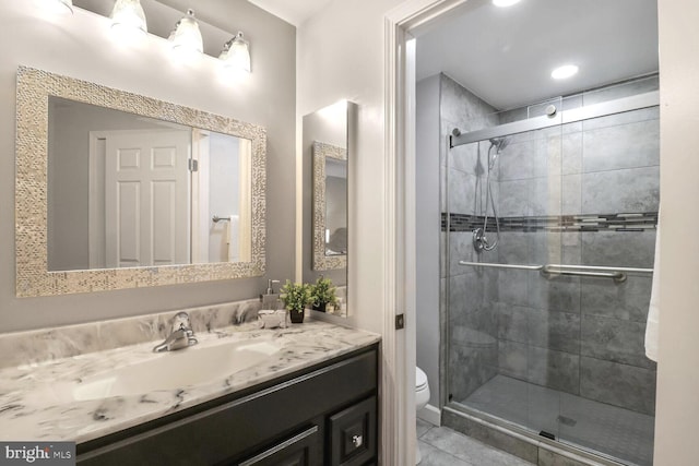 5646 Mount Burnside Way, Burke, VA 22015 - full bathroom featuring vanity, a shower stall, and tile patterned flooring