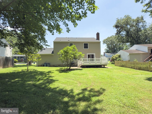 5646 Mount Burnside Way, Burke, VA 22015 - rear view of house featuring a deck, a chimney, and crawl space