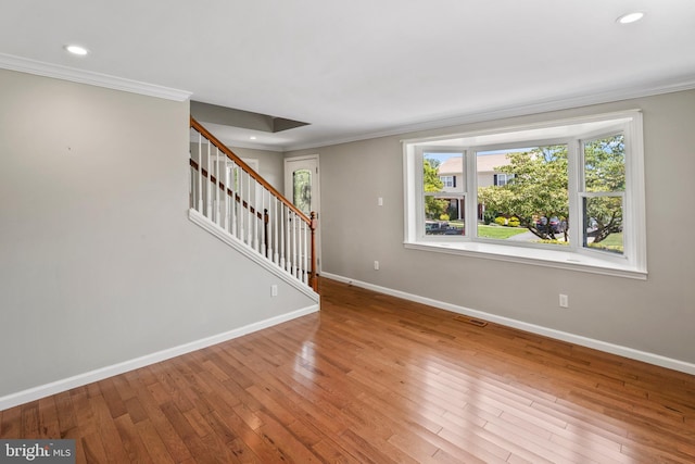 51 E Ann Rd, Broomall, PA 19008 - foyer featuring ornamental molding, stairway, hardwood / wood-style floors, and recessed lighting