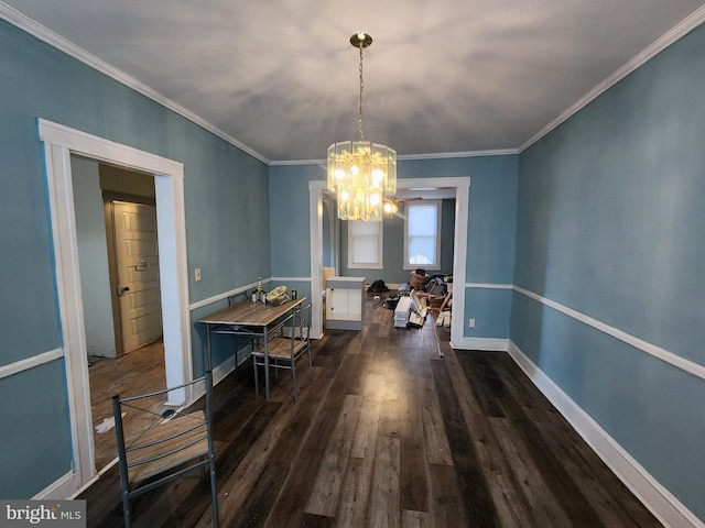 3137 Oakford Ave, Baltimore, MD 21215 - dining space featuring a chandelier, wood finished floors, and crown molding