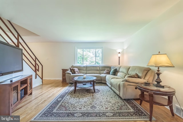 2303 Mulberry Ln, Lafayette Hill, PA 19444 - living area featuring light wood finished floors and stairway