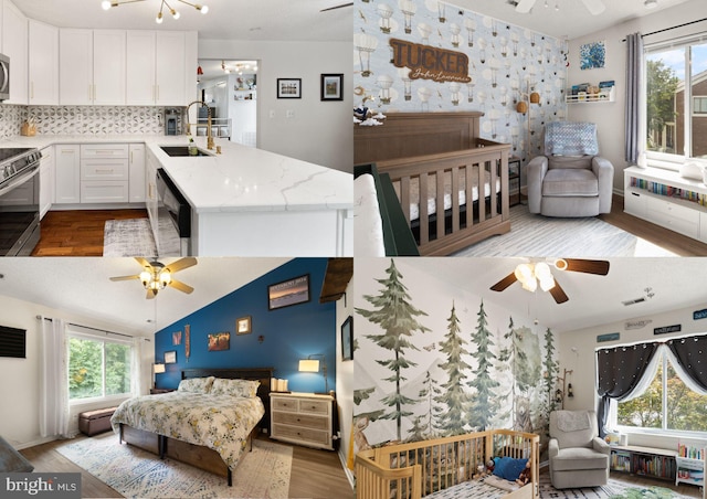 3086 Bridgeton Ct, Woodbridge, VA 22192 - bedroom featuring light wood-style floors and lofted ceiling