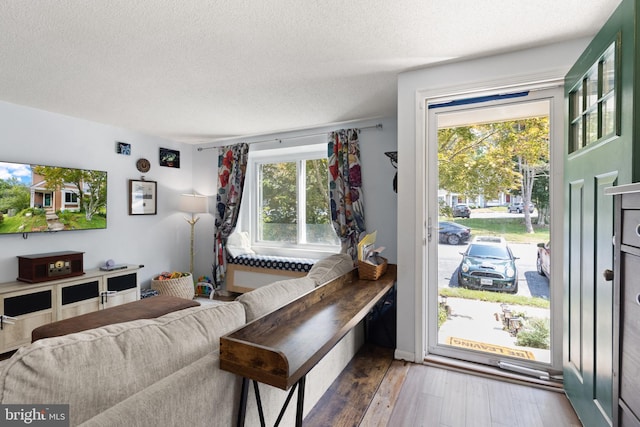 3086 Bridgeton Ct, Woodbridge, VA 22192 - living area with a textured ceiling, plenty of natural light, and hardwood / wood-style floors