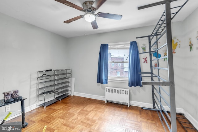438 Holly Rd, Lansdowne, PA 19050 - bedroom featuring radiator heating unit and a ceiling fan