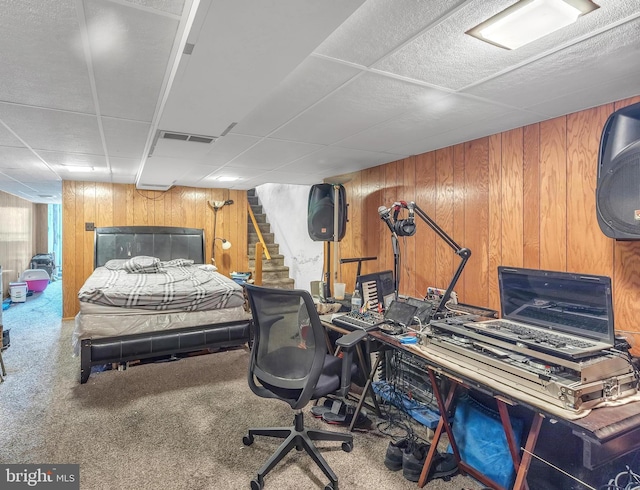 438 Holly Rd, Lansdowne, PA 19050 - carpeted bedroom with wood walls