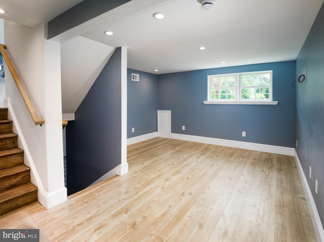 319 W Conestoga Rd, Devon, PA 19333 - basement featuring stairway, wood finished floors, and recessed lighting