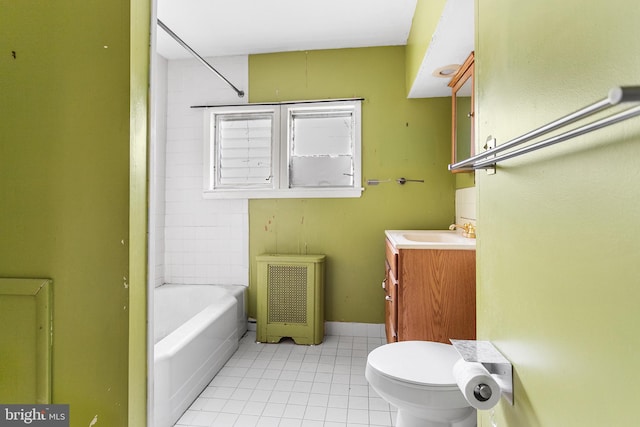29 N Maple Ave, Lansdowne, PA 19050 - full bathroom featuring radiator heating unit, vanity, tile patterned floors, and bathtub / shower combination