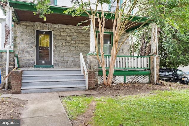 29 N Maple Ave, Lansdowne, PA 19050 - doorway to property featuring a porch and stone siding