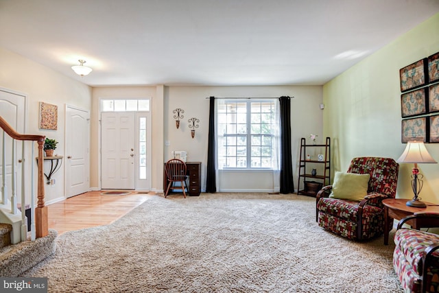 1814 S Pollock Way, Middletown, DE 19709 - carpeted foyer entrance featuring stairway and baseboards
