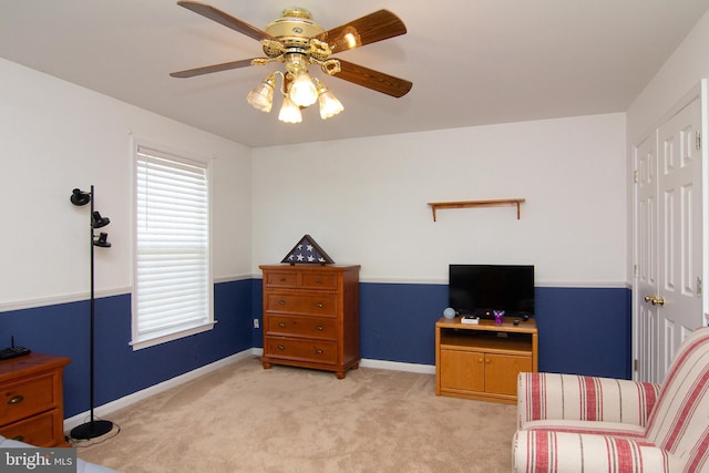 5997 Florey Rd, Hanover, MD 21076 - living area with light carpet and ceiling fan