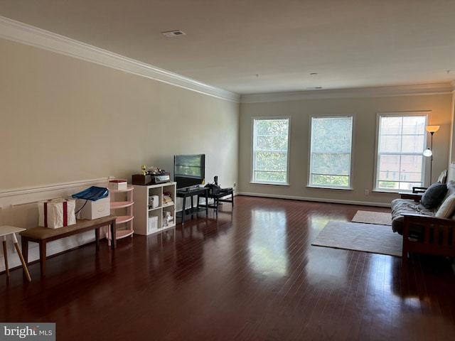 3052 Rittenhouse Cir Unit 52, Fairfax, VA 22031 - living area featuring healthy amount of natural light, crown molding, and wood finished floors