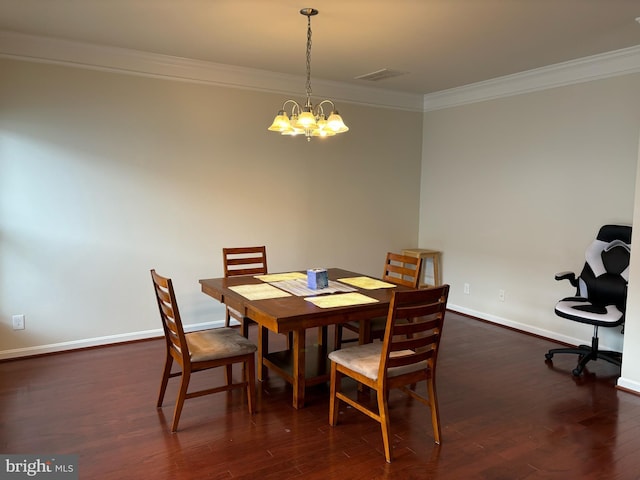 3052 Rittenhouse Cir Unit 52, Fairfax, VA 22031 - dining space with ornamental molding, a chandelier, and dark wood finished floors