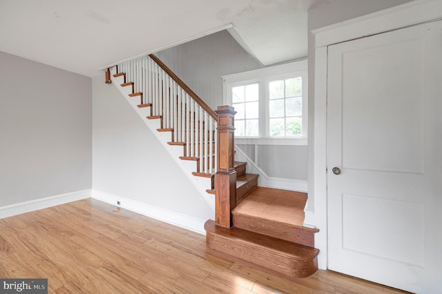 220 N Rolling Rd, Springfield, PA 19064 - staircase featuring wood finished floors and baseboards