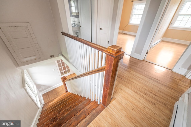 220 N Rolling Rd, Springfield, PA 19064 - staircase featuring wood finished floors and baseboards