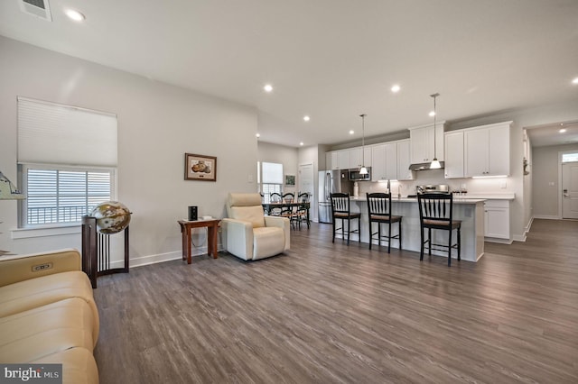 51 Old Forge Dr, Ocean View, DE 19970 - living room with plenty of natural light, dark wood-style flooring, and recessed lighting
