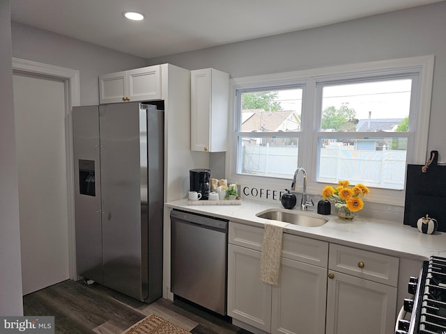 49 Gaylord Cir, Willingboro, NJ 08046 - kitchen featuring stainless steel appliances, dark wood-type flooring, white cabinetry, and recessed lighting