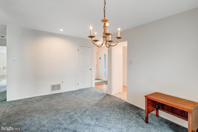 231 Valley Forge Dr, Little Egg Harbor Twp, NJ 08087 - spare room with carpet, a chandelier, and recessed lighting