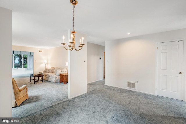 231 Valley Forge Dr, Little Egg Harbor Twp, NJ 08087 - living area featuring carpet floors, a chandelier, and recessed lighting