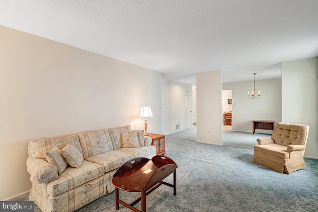 231 Valley Forge Dr, Little Egg Harbor Twp, NJ 08087 - carpeted living area with a chandelier and baseboards