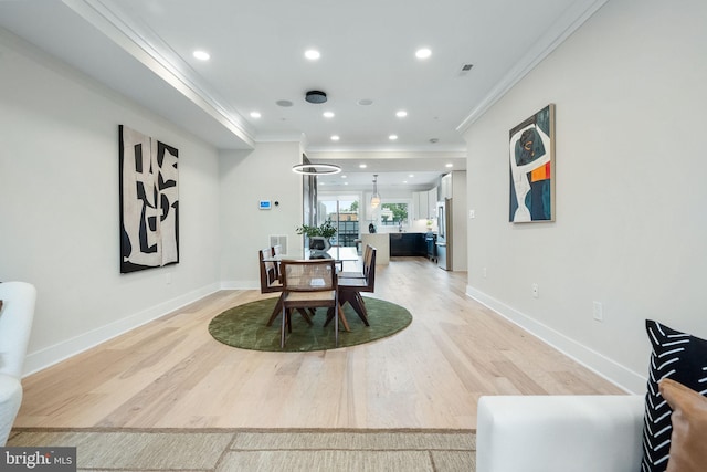 1117 Morse St NE Unit 3, Washington, DC 20002 - dining room featuring ornamental molding, light wood finished floors, and recessed lighting