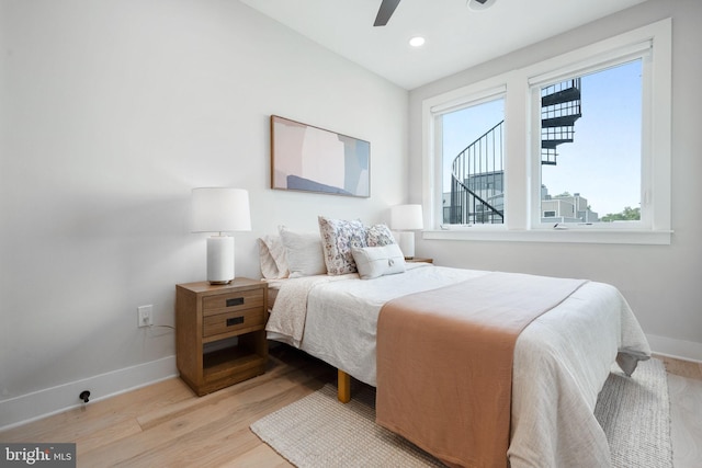 1117 Morse St NE Unit 3, Washington, DC 20002 - bedroom with multiple windows, light wood finished floors, recessed lighting, and ceiling fan