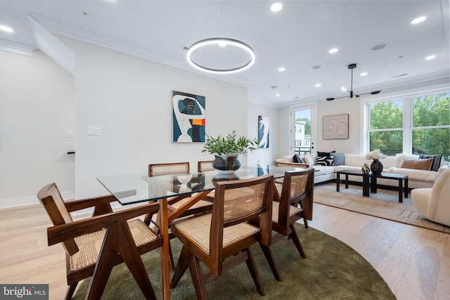 1117 Morse St NE Unit 3, Washington, DC 20002 - dining room featuring crown molding, light wood-style floors, and recessed lighting