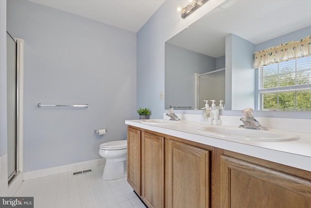 2408 Carriage Ln, Royersford, PA 19468 - full bath with a stall shower, double vanity, and tile patterned floors
