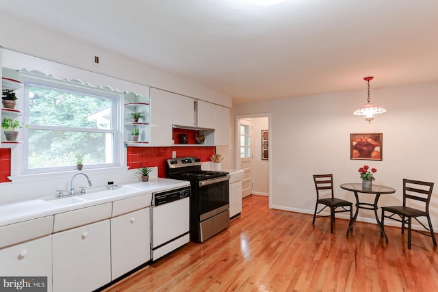 518 E Winding Hill Rd, Mechanicsburg, PA 17055 - kitchen with white dishwasher, stainless steel range with electric cooktop, open shelves, and healthy amount of natural light