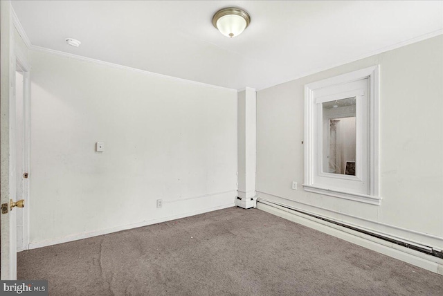 607 Salem Ave, Hagerstown, MD 21740 - carpeted empty room with a baseboard heating unit, a smoke detector, and crown molding