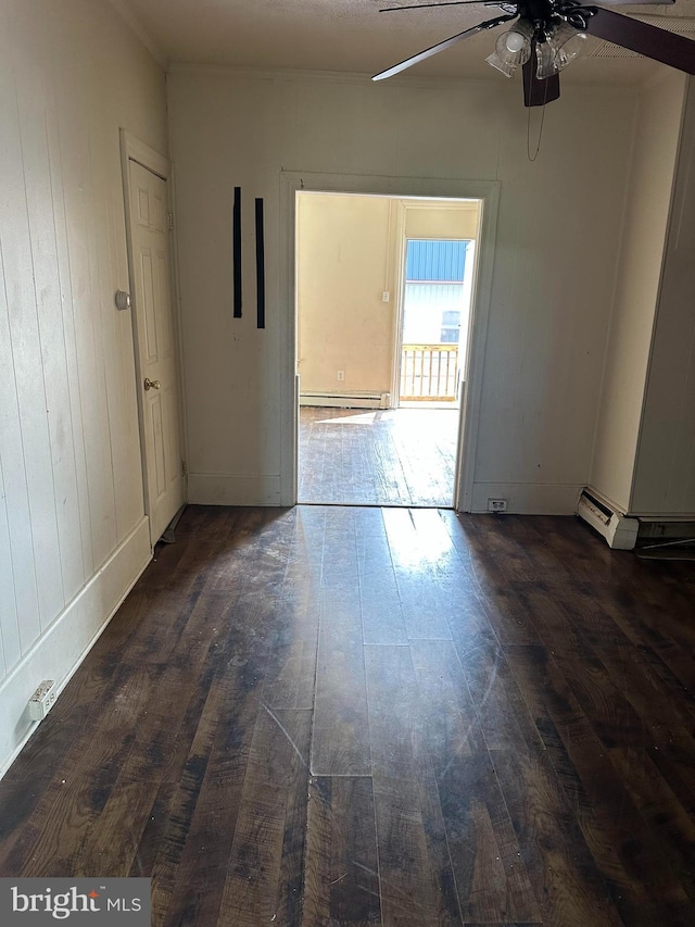 607 Salem Ave, Hagerstown, MD 21740 - empty room featuring a ceiling fan, dark wood finished floors, and a baseboard radiator