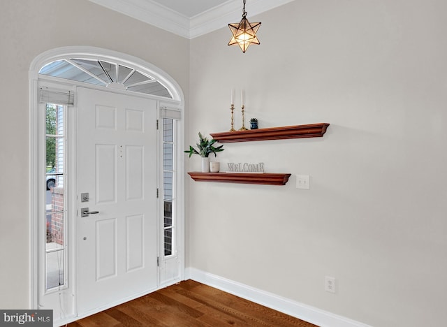 32 Brewster Ct, Pennington, NJ 08534 - entrance foyer featuring dark wood-type flooring and ornamental molding