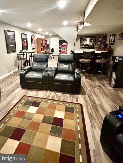 61 Kirby Ln, Stafford, VA 22554 - living area with a dry bar and wood finished floors