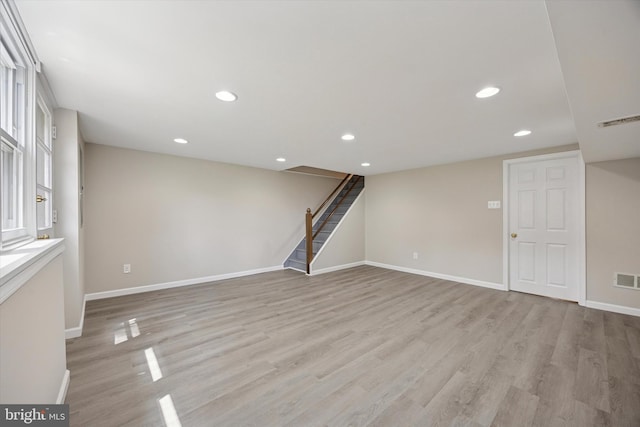7512 Valley Ave, Philadelphia, PA 19128 - spare room featuring light wood-style flooring, stairs, and recessed lighting