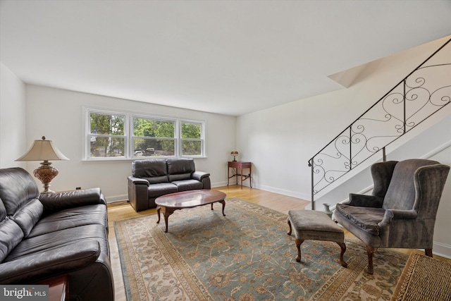 7512 Valley Ave, Philadelphia, PA 19128 - living area featuring light wood-style flooring and stairs