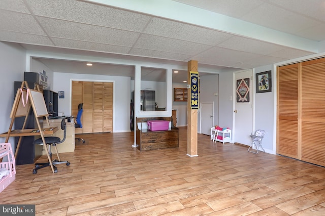 909 S 3rd St, Lebanon, PA 17042 - workout area featuring wood finished floors and a paneled ceiling