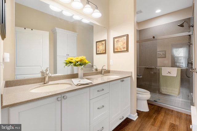 1080 Arbour Ln, Quakertown, PA 18951 - full bath with a stall shower, double vanity, and wood finished floors