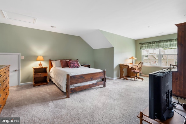 1080 Arbour Ln, Quakertown, PA 18951 - carpeted bedroom featuring attic access and vaulted ceiling