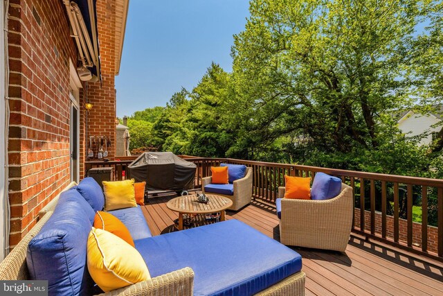 8162 Madrillon Ct, Vienna, VA 22182 - wooden deck featuring outdoor lounge area and grilling area