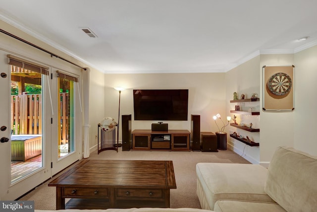 8162 Madrillon Ct, Vienna, VA 22182 - carpeted living area with ornamental molding