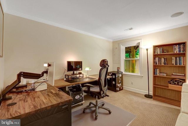 8162 Madrillon Ct, Vienna, VA 22182 - carpeted office featuring crown molding and baseboards
